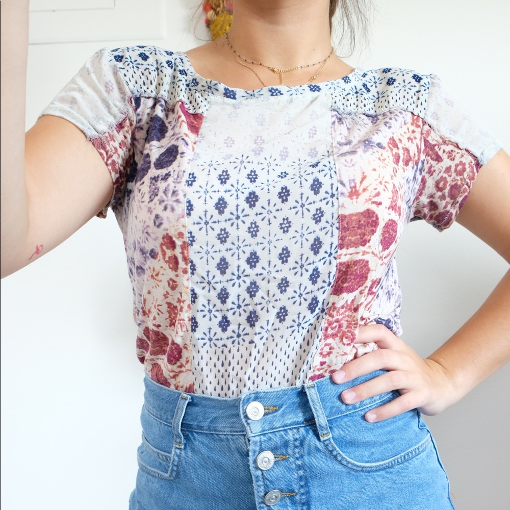 FREE PEOPLE MULTI PATTERNED TOP